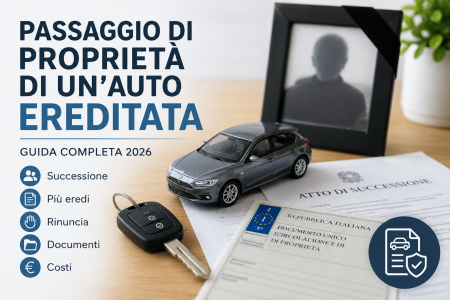 Passaggio di proprietà di un’auto ereditata: guida completa 2026 tra successione, costi, documenti e casi particolari